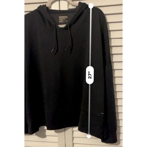 Mondetta Hoodie Pullover Black Slit Hems Women’s Size XL - Picture 9 of 9